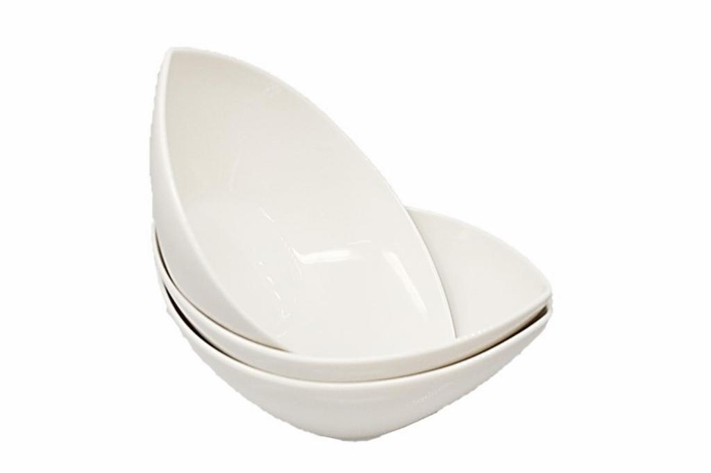 Set of 3 White Leaf 18cm x Cafe Western Made in Mino Available on ACS WEB SHOP Bowls, 13cm, Newborn, Tableware, Tableware, Porcelain, Pottery, Japan,