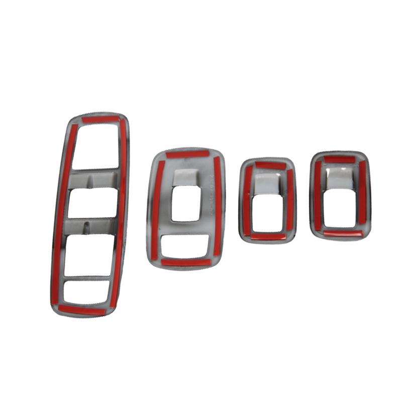 4pcs ABS Carbon Pattern Window Lift Switch Button Trim Panel Cover For Dodge Ram 1500 Off-Road - Car Accessories