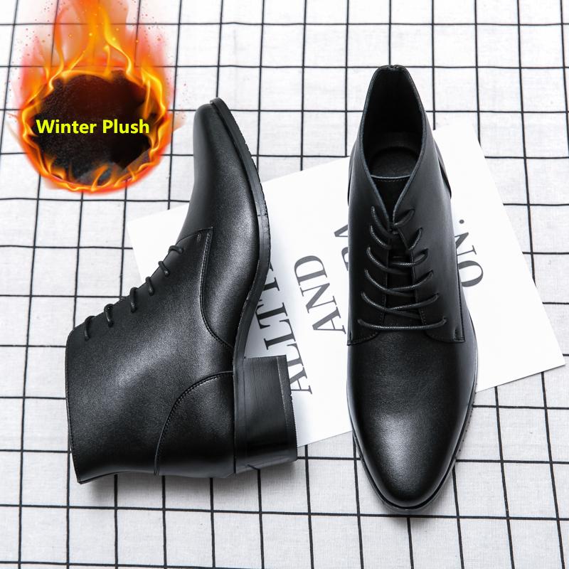 Elegante Herrenschuhe mit Absatz Chelsea Boots Echtes Leder Reißverschluss Hoher Absatz Herrenstiefel Britische Formelle Businessstiefel Frühling Winter