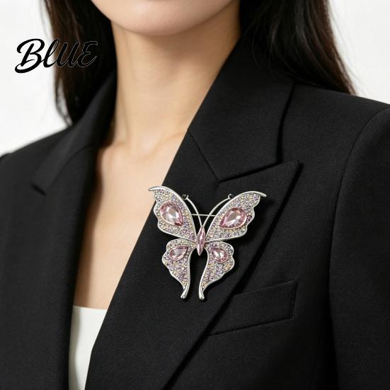 Long-lasting Brooch Women Butterfly Shape Dazzling Rhinestone Inlays Suit Lapel