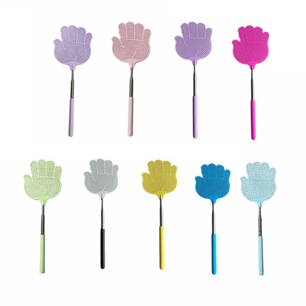 5Pcs Durable Manual Fly Swatter Flexible Extendable Bug Swatter Palm Shaped Fly Swatter  Outdoor Use 30.5-77.5cm-5Pcs(Random Colors)