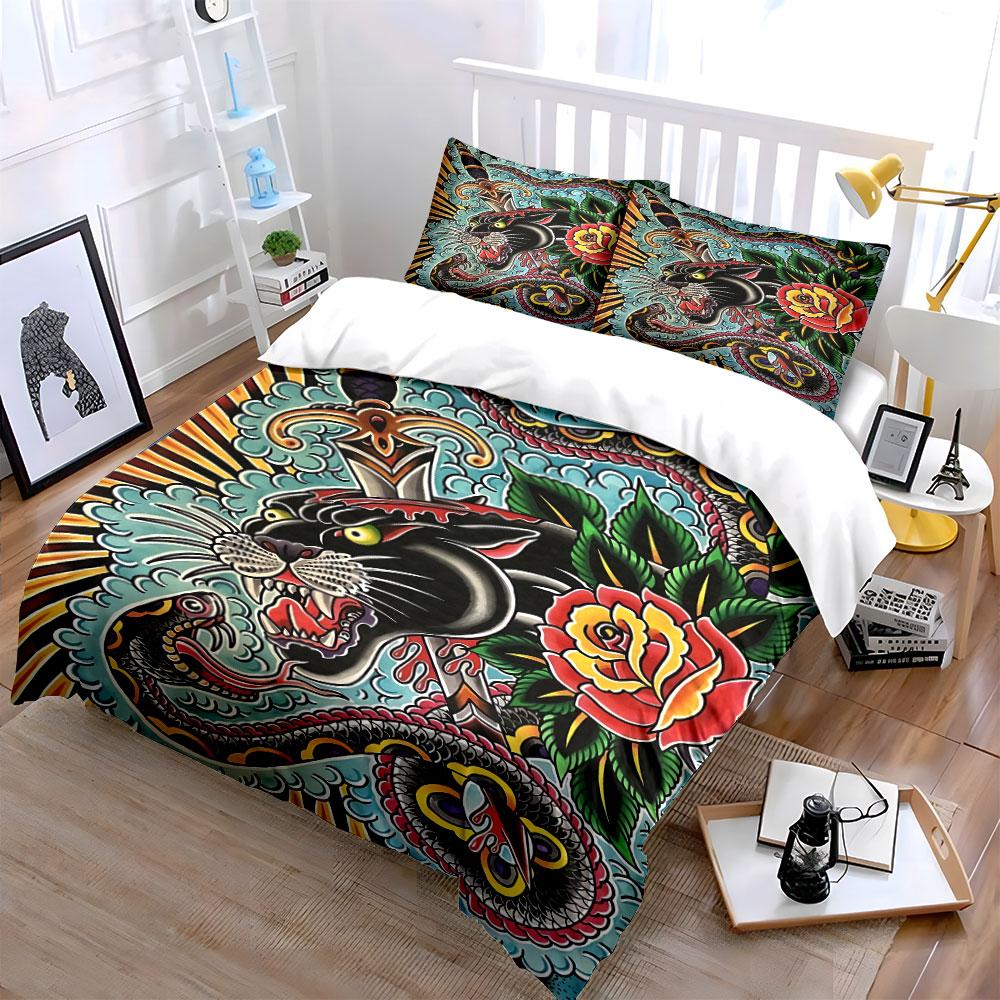 Black Panther, Dagger, Roses. Bedding Sets Duvet Cover Sets Duvet Covers Pillowcases(1 * Duvet Cover 2 * Pillowcases, Without Duvet Insert)