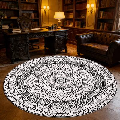 Classic Ethnic Style Circular Carpet Persian Living Room Decor Circular Mats Lounge Study Non-slip Washable Rugs Customizable