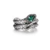 Adjustable Open Snake Ring Men Women Vintage Green Zircon Geometric Animal Jewelry Retro Style