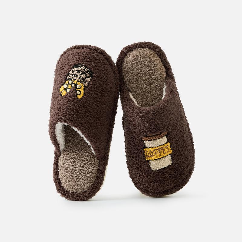 Plush Shoes with Fleece for Warmth and Anti-slip Home Cotton Slippers