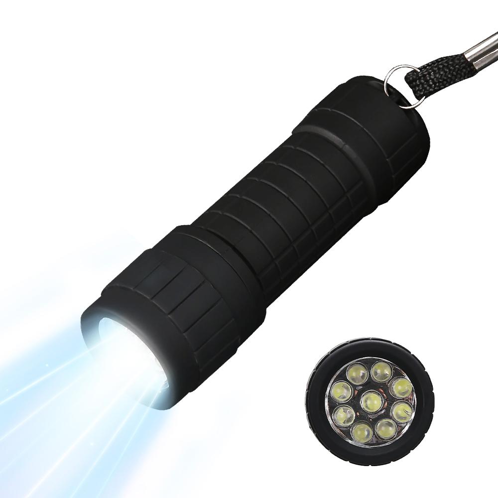 Mini Portable Flashlight Nine XPE Lamp Beads Strong Lighting Using 3 NO.7 Batteries Fixed Focus Pocket Outdoor Emergency Torch