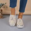 Large Size Muffin Platform Single Shoes Women's New Flat Bottom Round Head Bow Sequins One Pedal Lazy Shoes