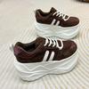 Fashion 10CM Microfiber Leather Chunky Sneakers New Autumn High Platform Wedge Heels Casual Shoes Breathable Comfortable Dad Shoes