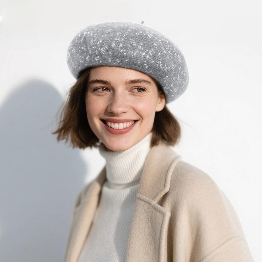 Knitted Women Berets Keep Warm British Beanie Hat Fashion Artist Hat Ladies