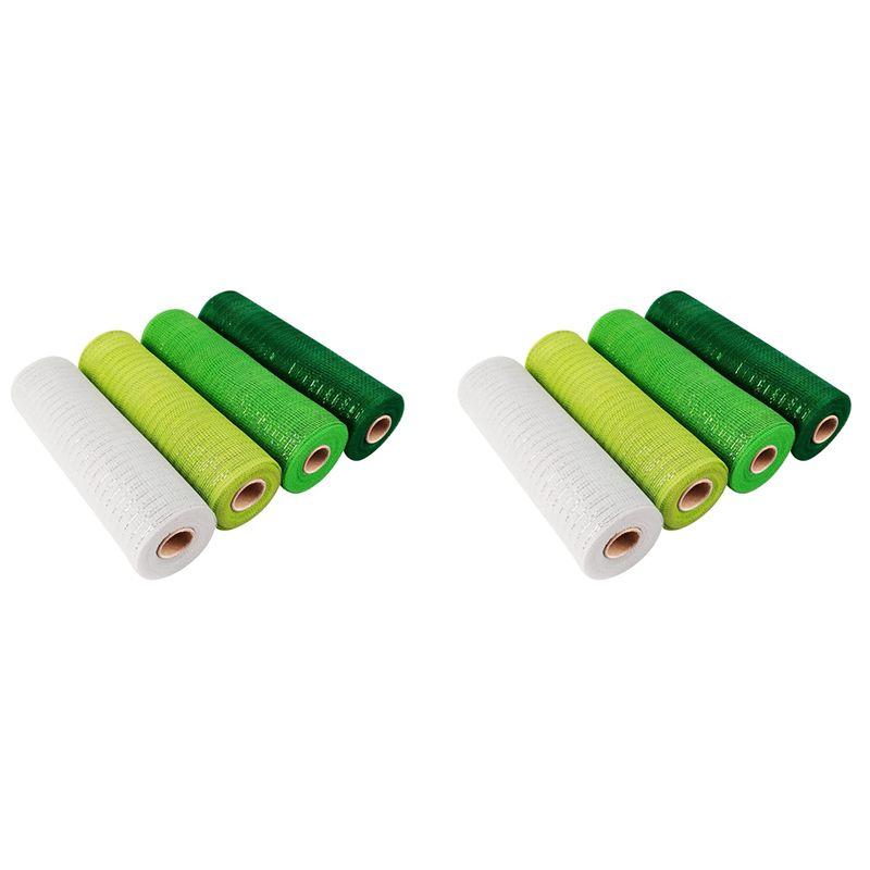 A60Z8 Roll St. Patrick s Day Poly Mesh Ribbon, Green White Wired Edge Ribbon 10 Inch X 30 Feet Poly Deco Mesh Ribbonmay