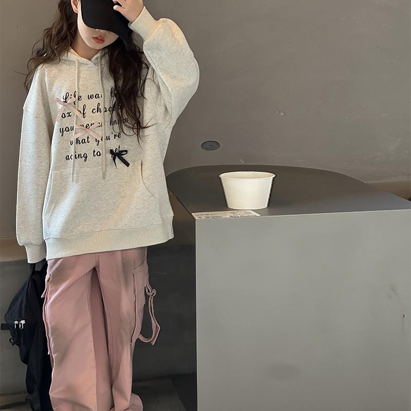 Mädchen Sweatshirt mit Kapuze im koreanischen Stil - 2025 Frühling/Herbst Mode Pullover für ältere Kinder