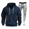 Autumn Men's Casual Sports Suit with Multi-Zipper Arm Pockets & Fashionable Hoodie