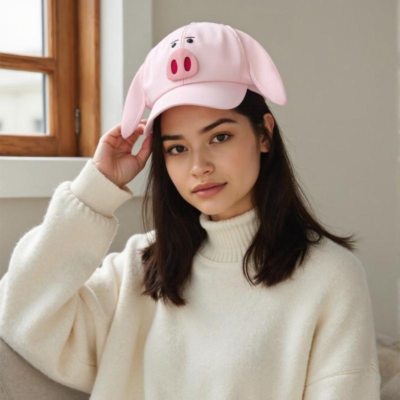 Neuheit Schwein-Thema Kappen Einzigartiger achteckiger Hut Bequem und atmungsaktiv Für Jugendliche Erwachsene und Teenager Alltagskleidung