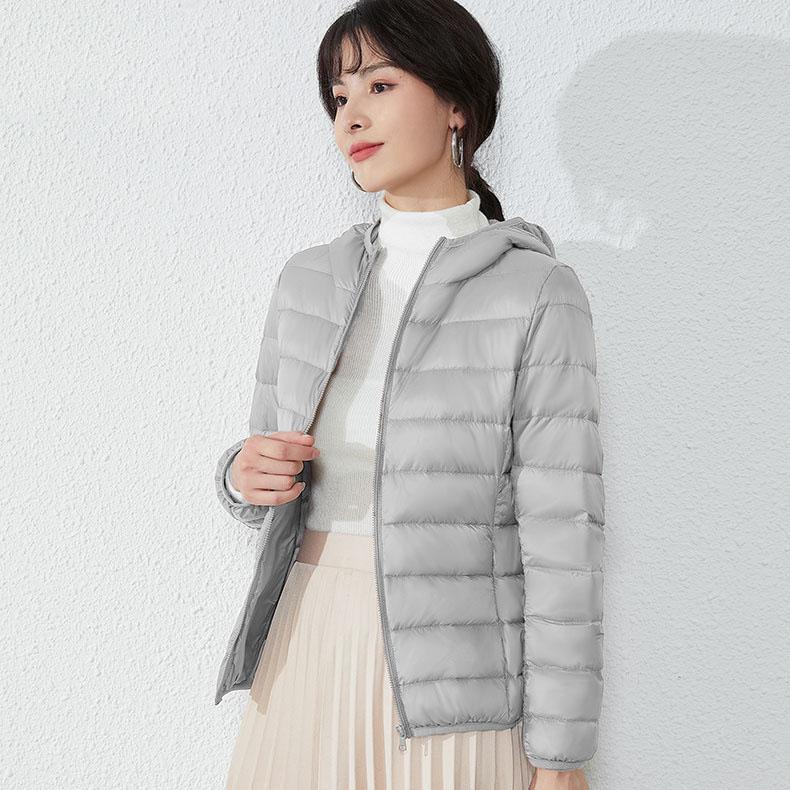 Down Jacket Women's Lightweight Short Hooded Autumn Winter White Duck Down Warm Jacket