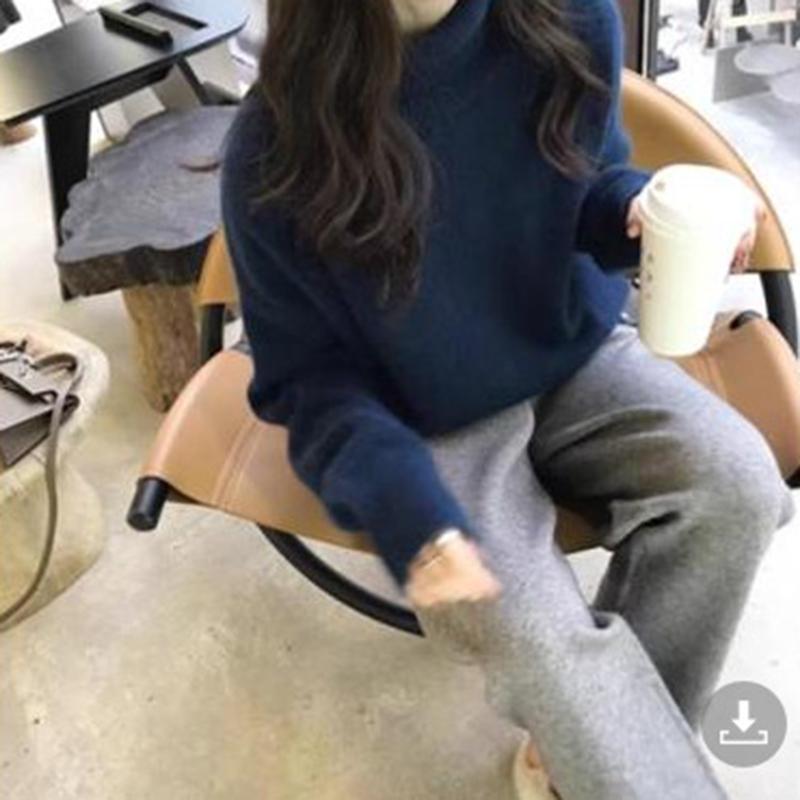 Women Autumn Winter High Collar Long Sleeve Wardrobe Staple Warm Solid Color Comfy Loose Pullovers Knitted Sweater Top