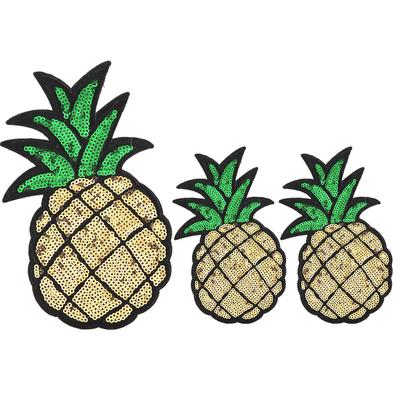 3 Adet Ananas İşlemeli Kumaş Yama Dikilebilir Ütülenebilir Çanta Giysi Aplike El Sanatları Kendin Yap Dekorasyon