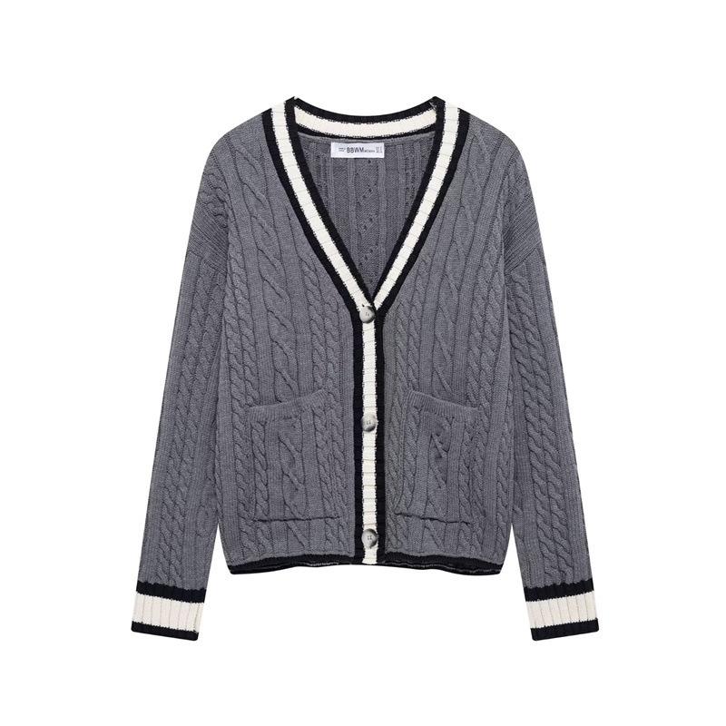 

Женский вязаный кардиган с V-образным вырезом и длинными рукавами от TAOP&ZA – Коллекция Ранней Весны Large серый