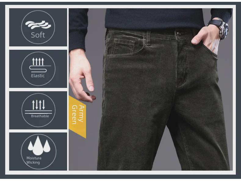Men's Classic Corduroy Business Casual Stretch Slim Pants - Light Luxury Trousers
