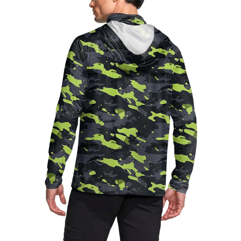 Camicia da uomo protettiva dal sole UPF50+, camicia a maniche lunghe ad asciugatura rapida, camicia da corsa, esercizio fisico, pesca