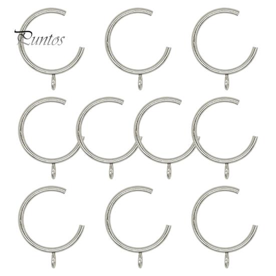 Silent Curtain Hooks for Rods 10Pcs C Shaped Rings, Heavy Duty Bypass Metal Anti Rust Hardware Passing Drapery Rings with Eyelets French Return Smooth
