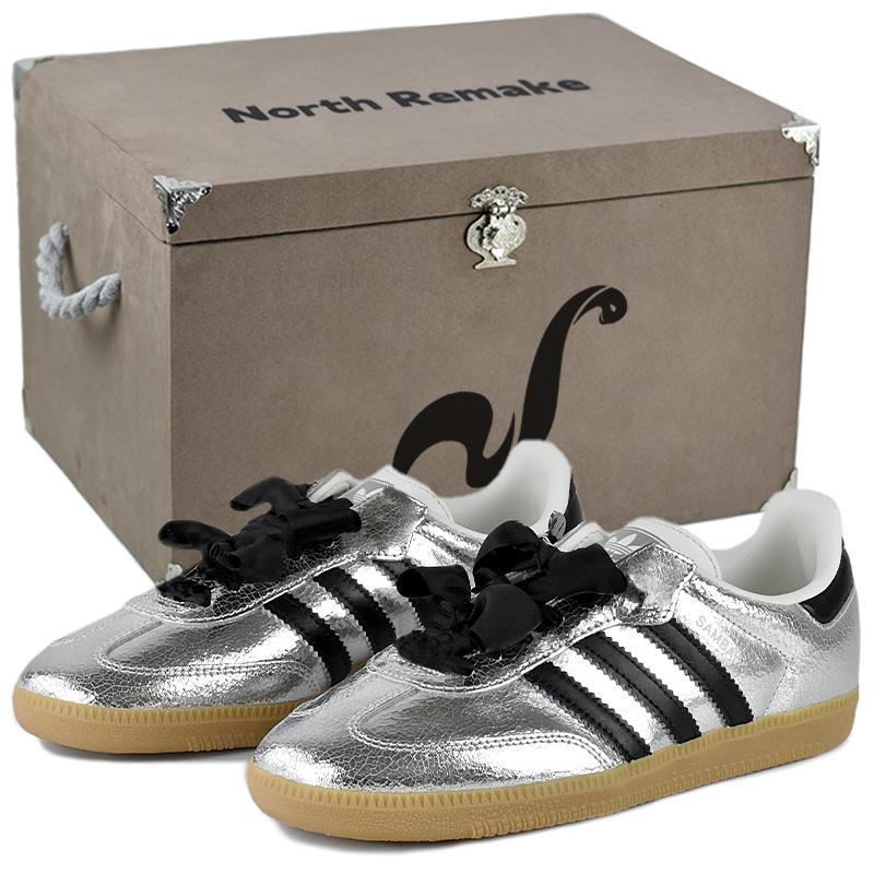 adidas Оригінали SAMBA OG Німецькі армійські кросівки Жіночі низькі Чорний/Сріблястий JR0035(Team96-S-BOX)