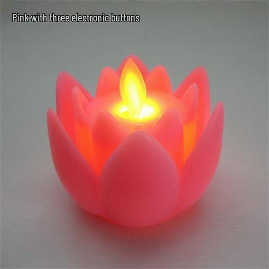 LED Schwingender Lotus Schmuck: Immer leuchtende elektronische Kerzenlampe mit bunten Lichtern