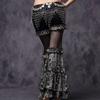 Women's Tribal Belly Dance Pants Mesh Patchwork Flared Pants Bellydance Costume for Performances Halloween Party