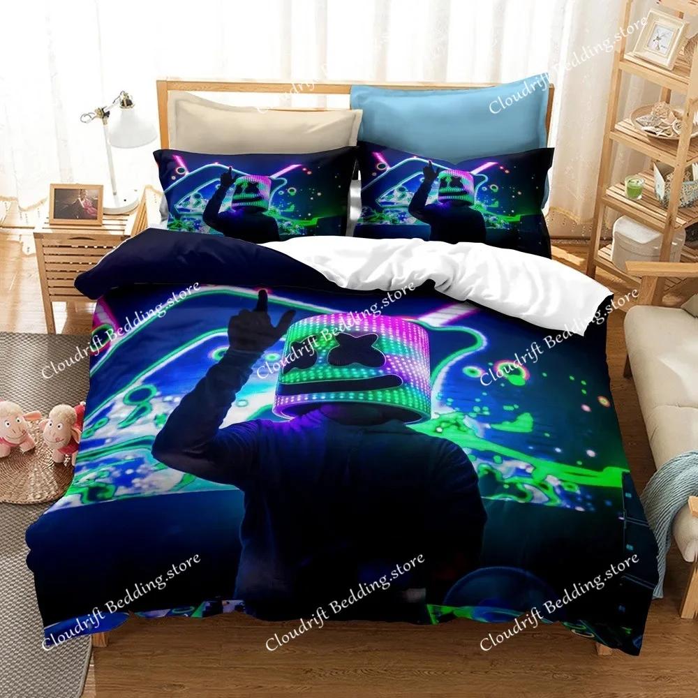 Hip Pop Music Marshmello Bedding Sets Bed Cover Comforter Duvet Cover Pillow Case Kids Adult Bedroom Decoration026