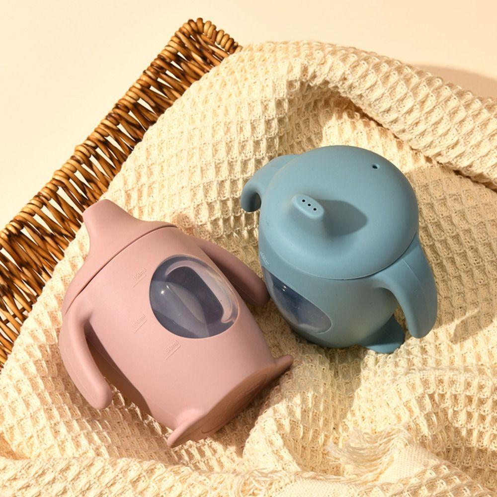 Silicone Baby Silicone Sippy Cup Learning Cup Transparent Cups Fashion Cartoon Water Bottle  Baby