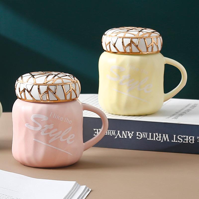 Creative ceramic bird's nest cup with lid high value trend personalized cup men's and women's gifts coffee milk drinking cup