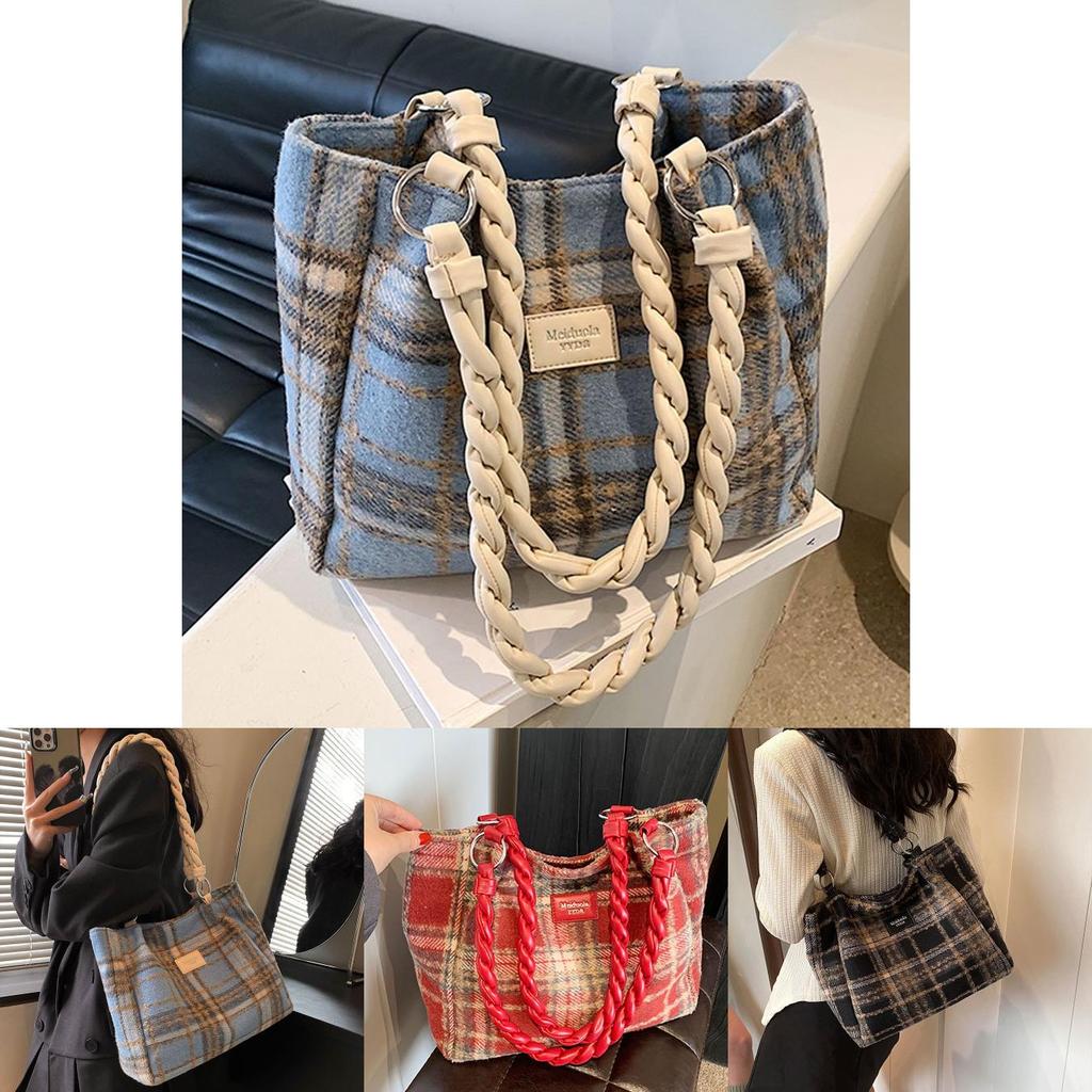 Large Capacity Plaid Street Style Tote Bag For Women With High-end Feel 2023 New Autumn Winter Handbag