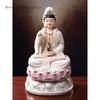 1PCS 12 inch ceramic Guanyin Buddha statue with Feng Shui ornaments for home worship of figures living room decoration