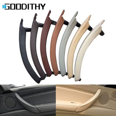 Inner Car Black Beige Left Right Passenger Door Pull Handle Leather Cover Trim Replacement For BMW X5 X6 E70 E71 E72