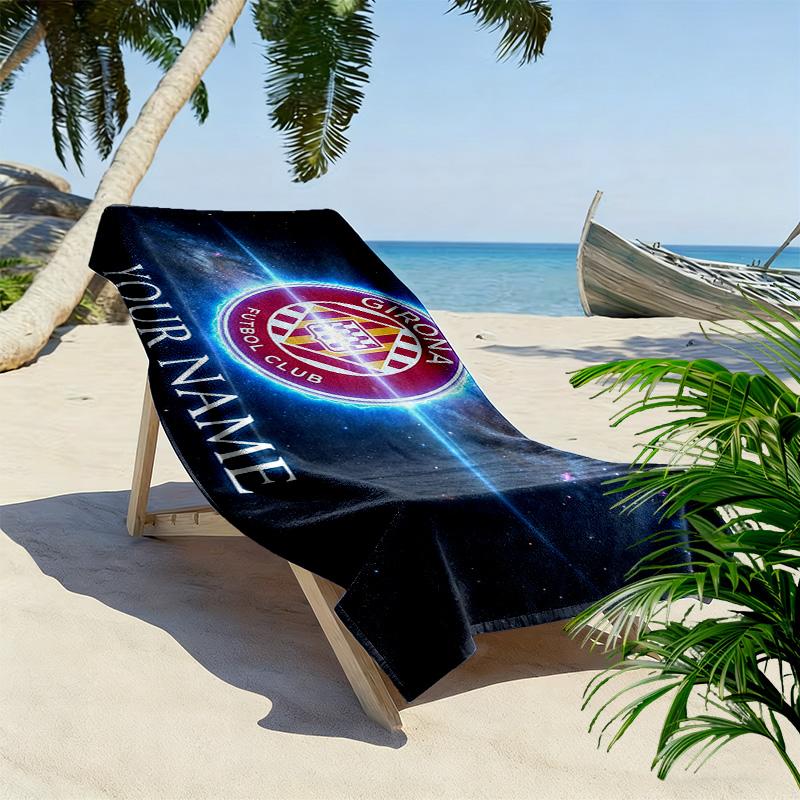 Girona F.C Print Beach Towel, Large Soft Quick Dry Towel for Beach Camping Swimming