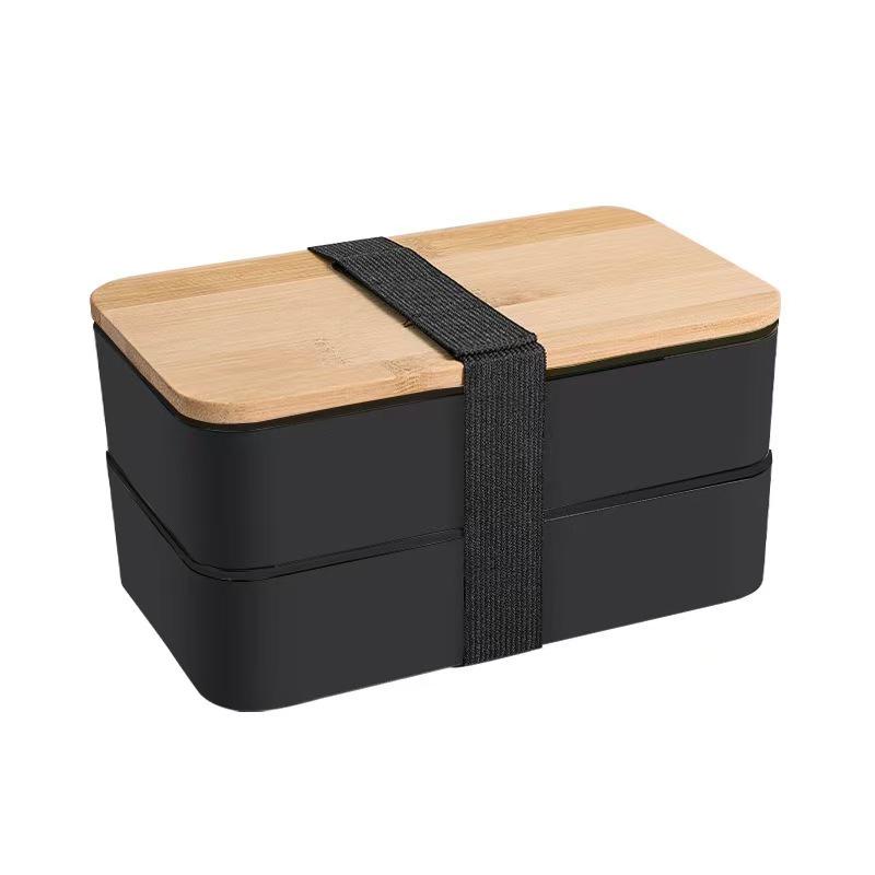Microwave-Safe Double-Layer Bento Box with Bamboo Lid: Insulated, Divided Lunch Box for Students & Office Workers