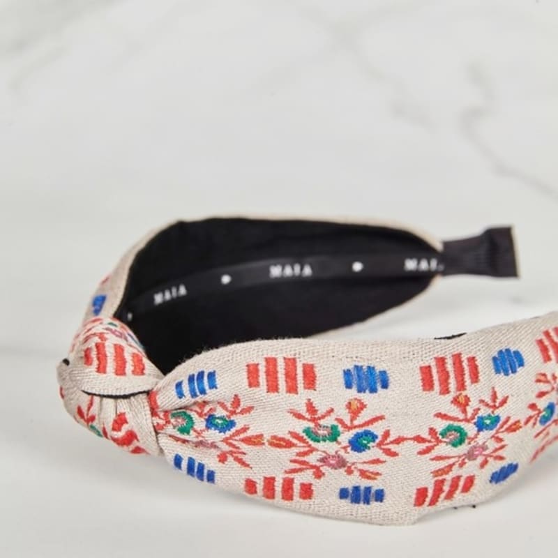 MAIA Garden Jacquard Hairband - Knotted Beige Pink