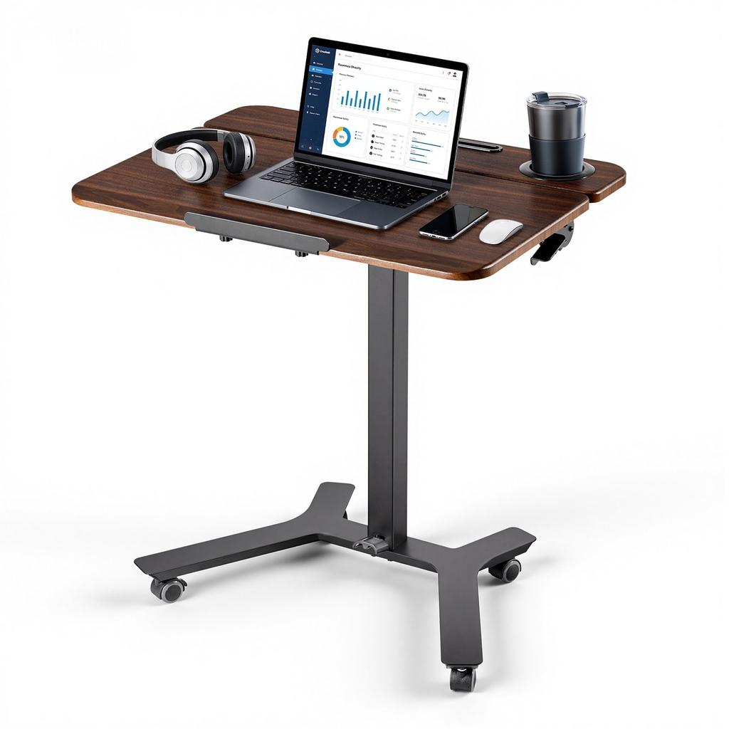 Stehschreibtisch, Höhenverstellbarer mobiler Steh-Sitz-Schreibtisch mit kippbarer Tischplatte, 715 x 525 mm Kleiner Computer-Sitz-Steh-Arbeitsplatz, 15 kg Tragfähigkeit,