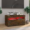 TV Stand with LED Lights Smoked Oak 75 x 35 x 40 cm