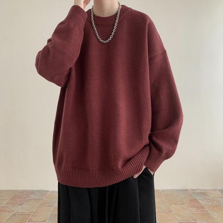 Korean Style Winter Pullovers for Men Autumn Winter Thickened Loose Sweaters Trendy Hong Kong Japanese Style