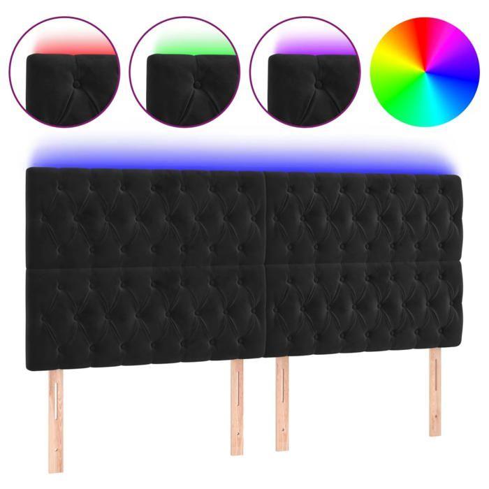 VidaXL Tête de Lit à LED Meuble de Chambre à Coucher Accessoire de Lit Double Tête de Cadre de Lit Intérieur Noir 3122822