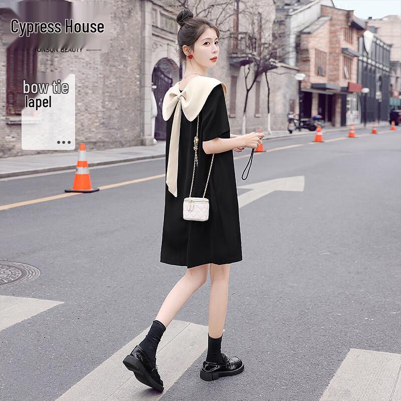 Women s Color-Block Bow Lapel Dress XL