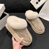 Aphixta Sequine Upper Warm Snow Boots Furry Plush Lining Ankle Boots Women Winter Ankle Boot Zip Shoe Botas Mujer Botines Size43