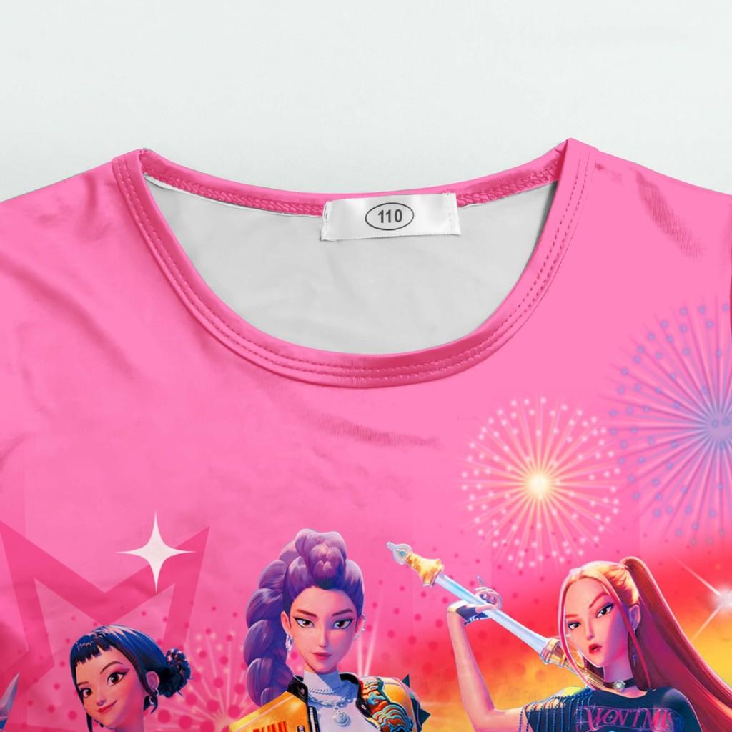 Kids Girls K-POP Rumi Mira Zoey Print Long Sleeves T-Shirt Top Pants Trousers Pajamas Sleeping Sleepwear Sets