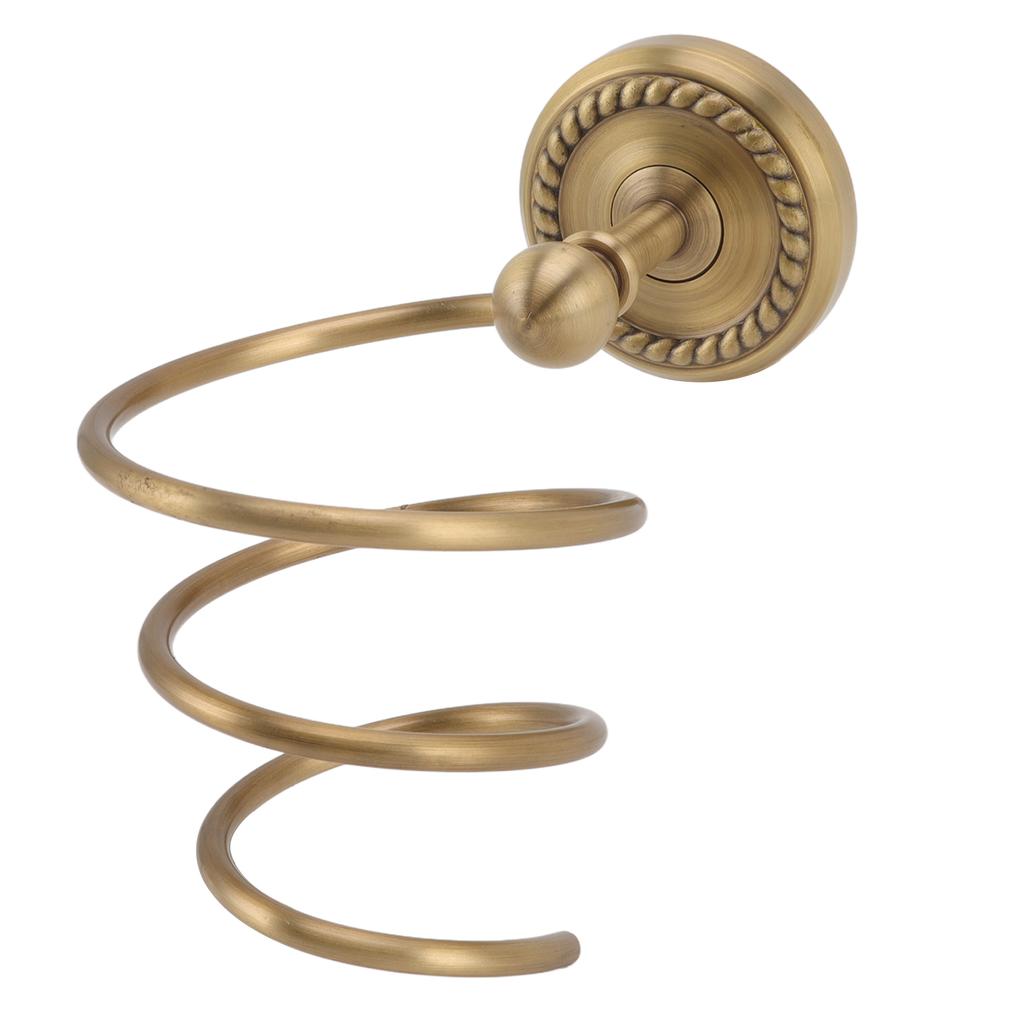 Hair Dryer Holder Antique Brass Hair Care Tools Holder Wall Mount Bronze Finished Spiral Hair Dryer Hanging Rack