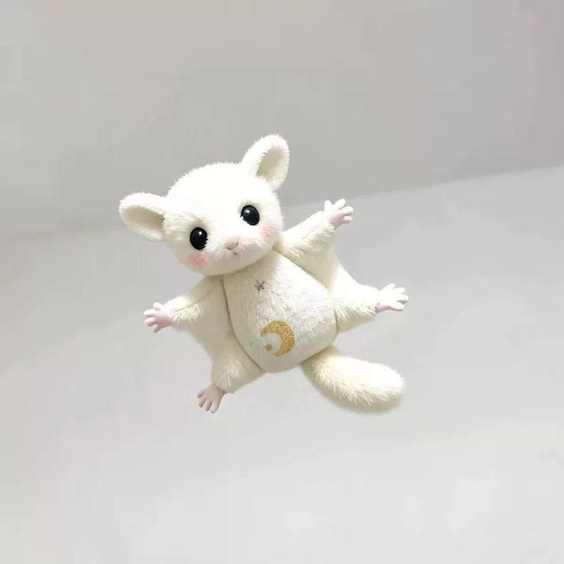 Cute White Sugar Glider Plush Toys Keychain Stuffed Animal Pendant With Moon Star Pattern Bag Backpack Surprise Holiday Gift