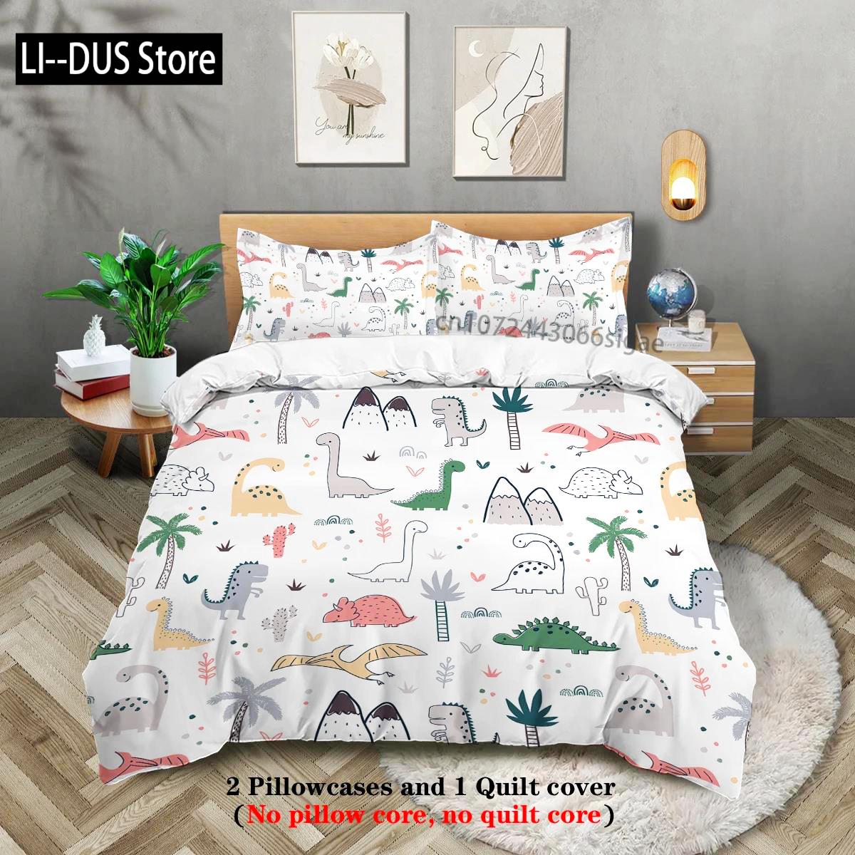 

Cartoon Dinosaur Pattern Printed Bedding Set 3pcs Suitable For Boy s Bedroom Queen King Twin Bed1Duvet Cover+2Pillowcase EU Single(135*200cm)3pcs