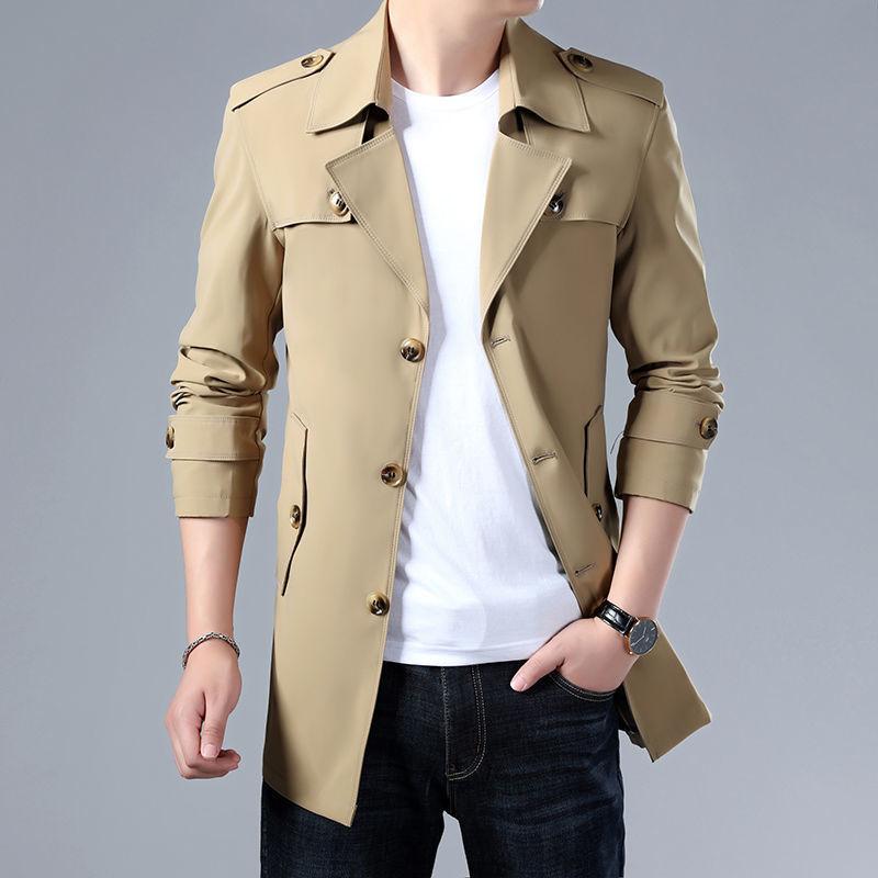 

Men s Duster,Spring and AutumnMid-Length Jacket,Fashionable Versatile Top XS чорний