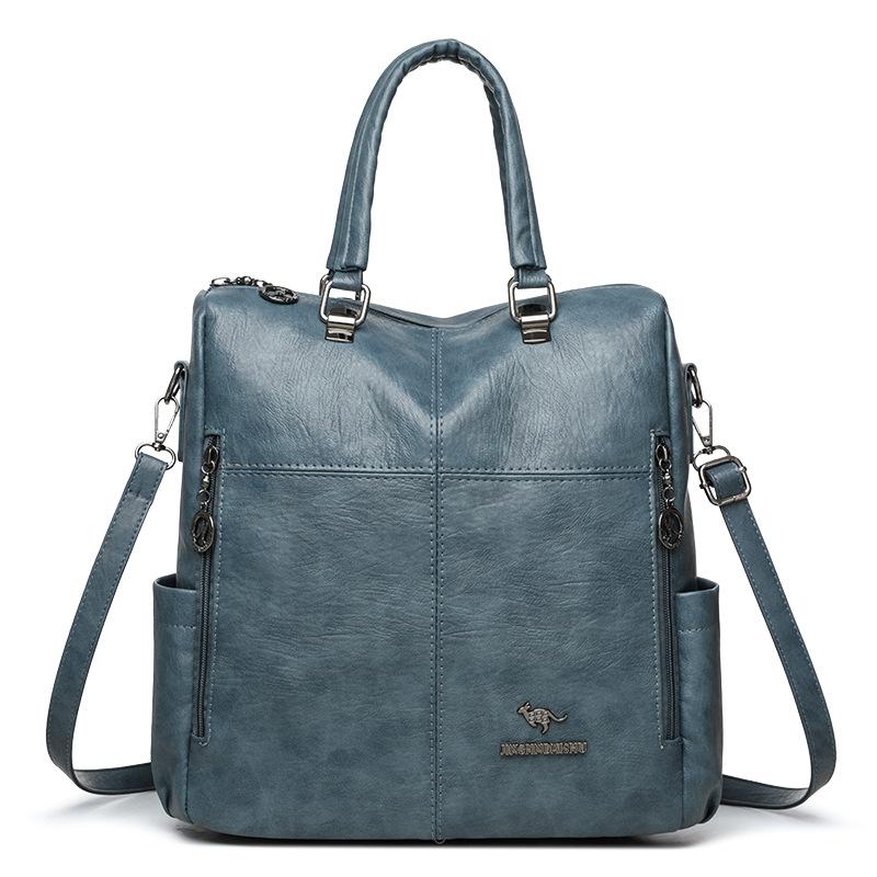 Modischer multifunktionaler Rucksack für Damen, Umhängetasche aus weichem Leder, Handtasche