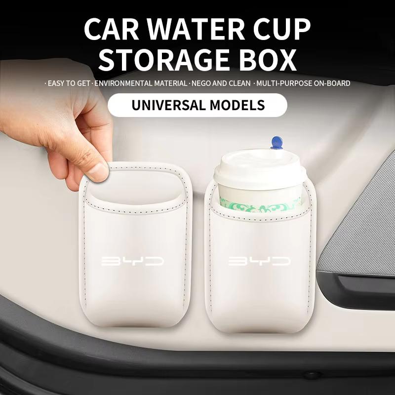 1pc Leather Car Cup Holder Storage Rack Multi Functional Storage Box Beverage Rack For Byd Atto 3 Song Han EV Tang Yuan Qin DM