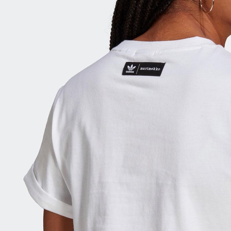 Adidas Originals Trefoil Large Logo Vintage Print Casual Sports Crew Neck Short Sleeve T-Shirt Women Tops White H20482